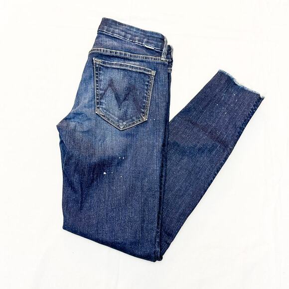 Mother Looker Ankle Fray All Work Dark Wash Denim Skinny Jeans Raw Hem Size 26 - Picture 10 of 10